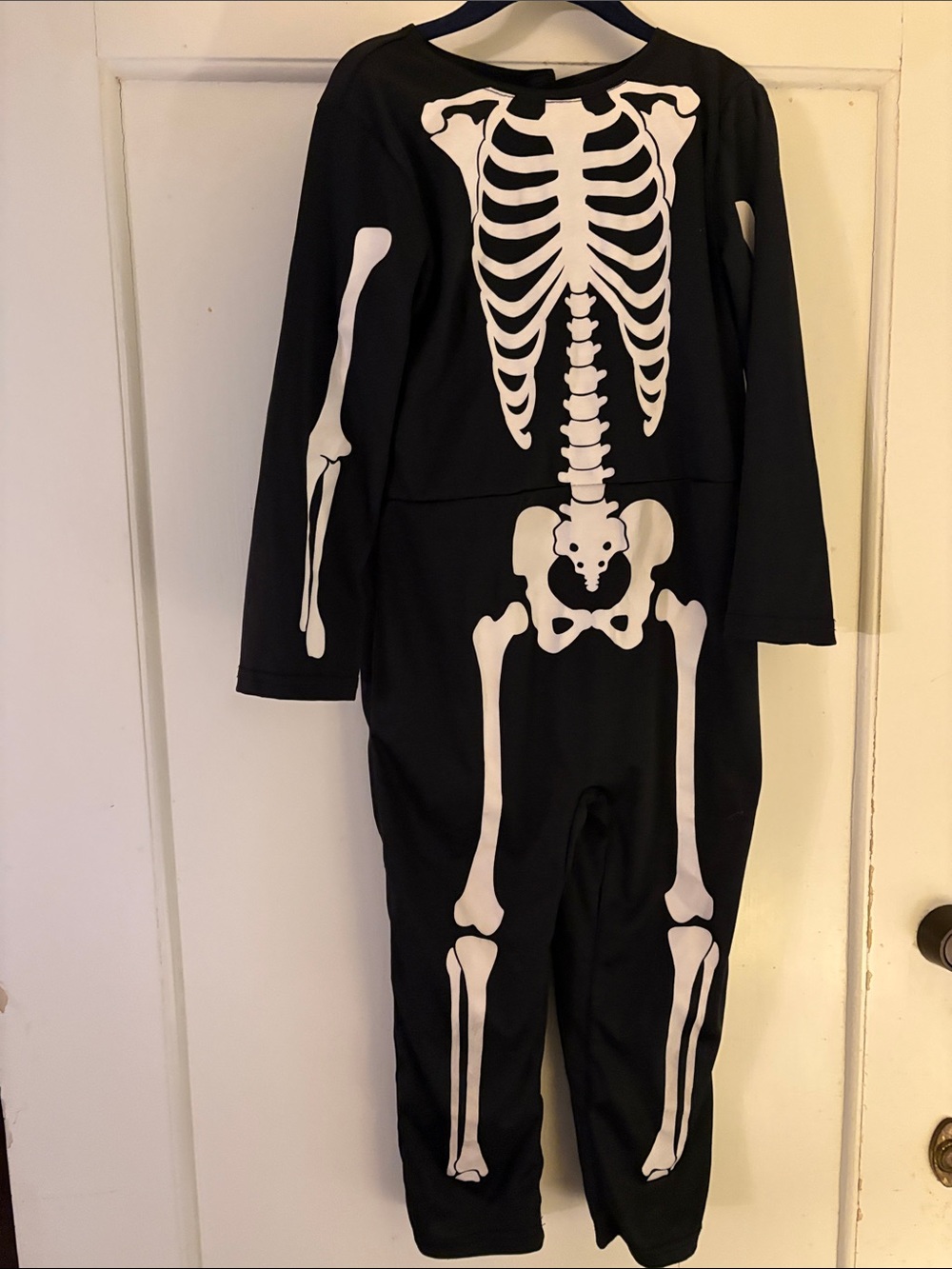 Kids Black Skeleton Jumpsuit Costume - White Bone Print